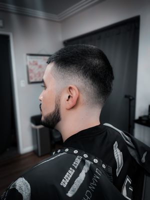 Haircut w/ Beard Trim & Shaping - This customer requested a size 0 low fade with a 4 on top along with a beard trim & shaping Haircut w/ Beard Trim & Shaping - This customer requested a size 0 low fade with a 4 on top along with a beard trim & shaping