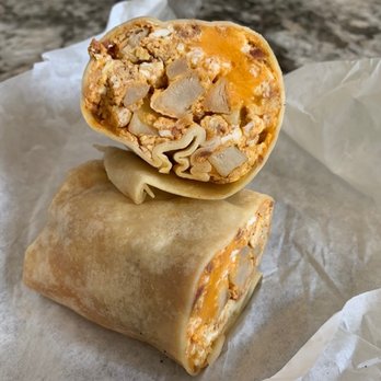 Nick's Deli - breakfast burrito: eggs, chorizo, bacon, potatoes + cheese = $6.95 - Delis Near Me - Seal Beach, California