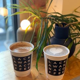 Vanilla bean cinnamon latte and black sesame latte