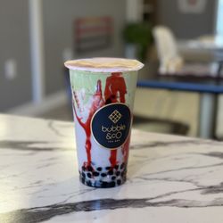 Chilly Bubbles And Co Cafe - Strawberry Matcha Latte with Tapioca ( Black Pearl) Boba