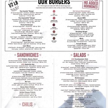 The Counter - Menu - Burgers Near Me - Honolulu, Hawaii The Counter - Menu - Burgers Near Me - Honolulu, Hawaii