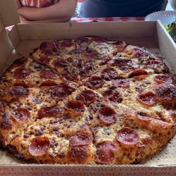 Papa Leone's Pizzeria - Custom 16" Pizza: Half Pepperoni, Half Pepperoni, Mushrooms, and Onions (Well-Done)