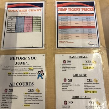 iTrampoline - Sock size chart, jump prices, and rules - Trampoline Parks Near Me - Waipahu, Hawaii