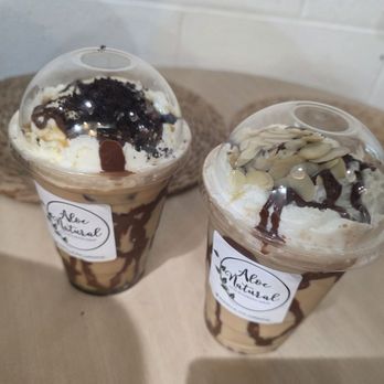 Aloe Natural - Chocolate devotion and cookies and cream iced gourmet lattes - Coffee & Tea Near Me - Boston, Massachusetts