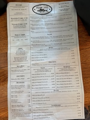 Menu photo 1 Fish 101 Encinitas, CA