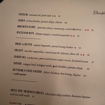 Death & Co DC - Food menu - Cocktail Bars Near Me - Washington, DC, District of Columbia Death & Co DC - Food menu - Cocktail Bars Near Me - Washington, DC, District of Columbia
