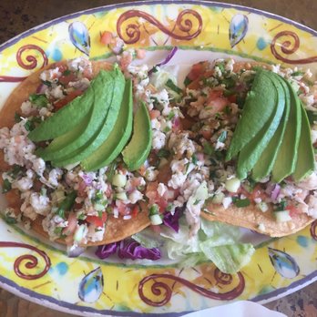 Alberto's Cantina - Ceviche Tostada Salad is presented very neat and pretty. - Sports Bars Near Me - Pleasanton, California Alberto's Cantina - Ceviche Tostada Salad is presented very neat and pretty. - Sports Bars Near Me - Pleasanton, California