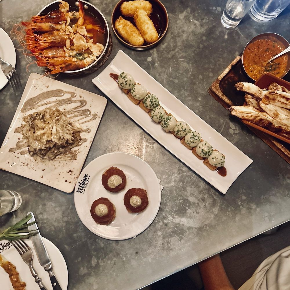 El Chigre 1769 - Our spread (baby bombs, mushrooms, prawn, croquettes, grilled leeks, etc) - Tapas/Small Plates Near Me - Barcelona, B