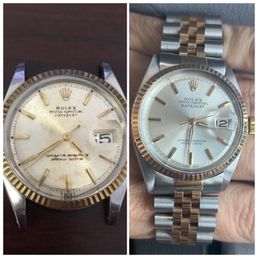 1960s Rolex restoration included:  Service, Polish, Dial restoration, Hands and markers corrosion removal, Crystal and gasket replacement