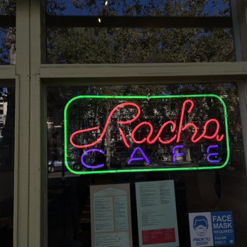 Racha Café - a neon sign in the window - Thai Near Me - Berkeley, California