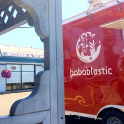 Bobablastic truck in front of Orley's Stoves & Spas