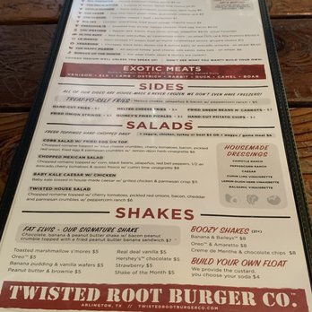 Twisted Root Burger - Menu - Burgers Near Me - Arlington, Texas Twisted Root Burger - Menu - Burgers Near Me - Arlington, Texas