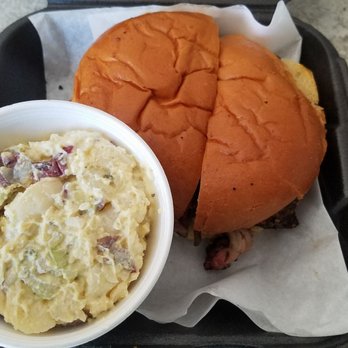 The Rib Shack - Brisket sandwich and potato salad - Barbeque Near Me - Fallbrook, California The Rib Shack - Brisket sandwich and potato salad - Barbeque Near Me - Fallbrook, California