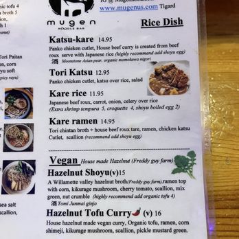 Mugen Noodle Bar - Menu - Ramen Near Me - Tigard, Oregon Mugen Noodle Bar - Menu - Ramen Near Me - Tigard, Oregon