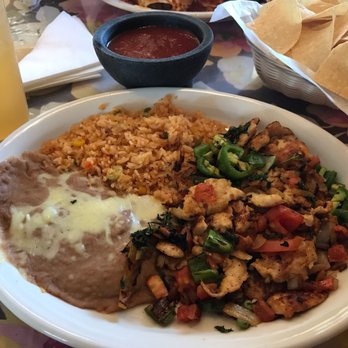 El Cazador - Pollo Ala Mexicana: Diced chicken with fried cilantro, jalapenos, chopped onions and tomatoes served with rice,beans and tortillas. - Mexican Near Me - Birmingham, Alabama El Cazador - Pollo Ala Mexicana: Diced chicken with fried cilantro, jalapenos, chopped onions and tomatoes served with rice,beans and tortillas. - Mexican Near Me - Birmingham, Alabama