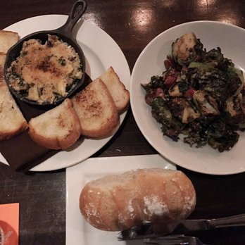 Orange Hill Restaurant & Events - Spinach Artichoke Dip and Crispy Brussels Sprouts 03.05.19 - Steakhouses Near Me - Orange, California