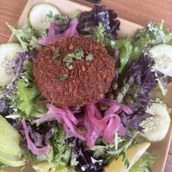 Oceanside Fish Shop - Crab cake salad w avocado - Seafood Near Me - Oceanside, California Oceanside Fish Shop - Crab cake salad w avocado - Seafood Near Me - Oceanside, California