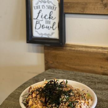 Poke Tiki - a bowl of food on a table - Hawaiian Near Me - Irvine, California Poke Tiki - a bowl of food on a table - Hawaiian Near Me - Irvine, California