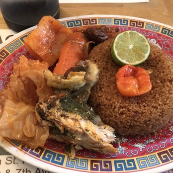 Le Baobab Restaurants - Tuesday's fish, eggplant, carrots and eggplant with couscous - Senegalese Near Me - New York, New York