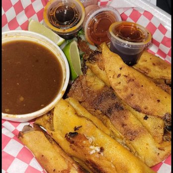 Birria Queen - Birria taquitos and consume with the works! - Tacos Near Me