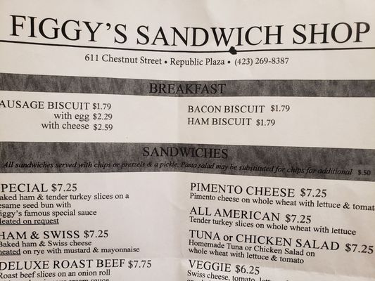Menu photo 1 Figgy's Sandwich Shop Chattanooga, TN Menu photo 1 Figgy's Sandwich Shop Chattanooga, TN