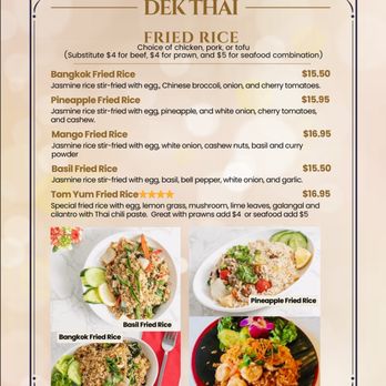 Dek Thai Restaurant - Menu - Thai Near Me - Burien, Washington