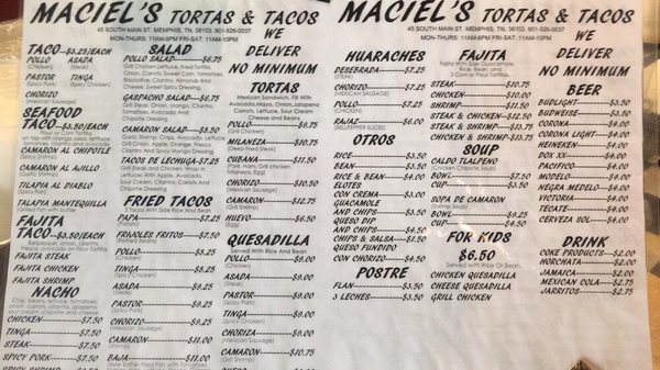 Menu photo 5 Maciel's Tortas and Tacos Memphis, TN