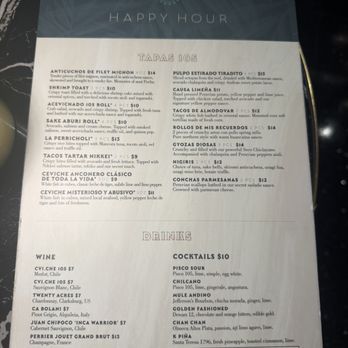 CVI.CHE 105 - Happy hour menu - Peruvian Near Me - Coral Gables, Florida