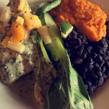 Adrift - Curry poached catfish w/ bok choy, black beans, and yams on the Lunch fare - Seafood Near Me - Anacortes, Washington