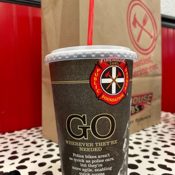 Firehouse Subs - a paper cup with a straw - Sandwiches Near Me - El Paso, Texas