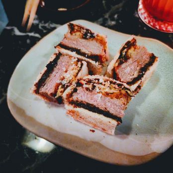 Valedor - NEW YORK STRIP KATSU SANDO - black garlic katsu sauce, chili crunch slaw, milk bread - Cocktail Bars Near Me - Chicago, Illinois