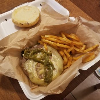 Native Grill & Wings - Green Chili cheese burger and (not curly) curly fries. - New American Near Me - Tucson, Arizona Native Grill & Wings - Green Chili cheese burger and (not curly) curly fries. - New American Near Me - Tucson, Arizona
