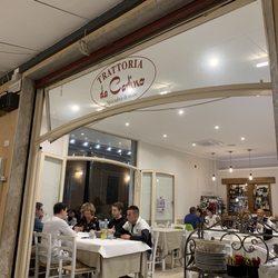 Trattoria da Carlino - The location logo from sitting outside on the street.