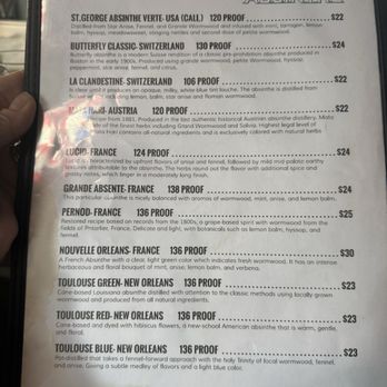 Old Absinthe House - Menu - Dive Bars Near Me - New Orleans, Louisiana