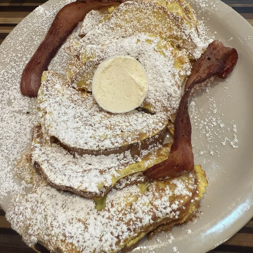 The Original Pancake house - Cinna swirl French toast with 2 pieces of bacon - Breakfast & Brunch Near Me - South Bend, Indiana The Original Pancake house - Cinna swirl French toast with 2 pieces of bacon - Breakfast & Brunch Near Me - South Bend, Indiana