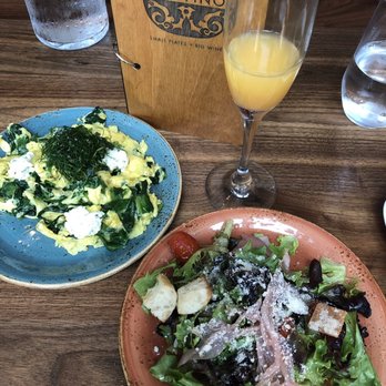 LouVino - Farmers market scramble with side salad and mimosa - Southern Near Me - Indianapolis, Indiana