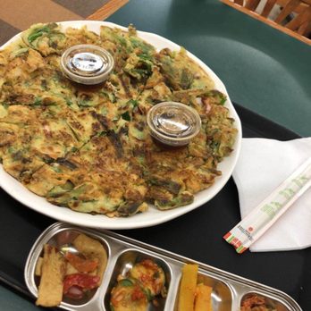 Noodles And Friends - Seafood pancake (haemul pajeon) - Korean Near Me - Richmond, Virginia Noodles And Friends - Seafood pancake (haemul pajeon) - Korean Near Me - Richmond, Virginia