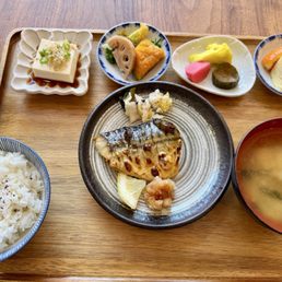 Japanese breakfast with saba. Japanese breakfast with saba.