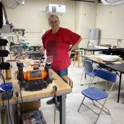 Grand Living At Tower Place - The wood working shop is very popular with the residents!