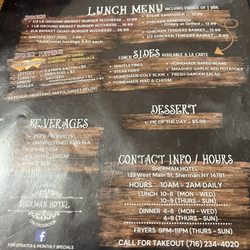 The menu.