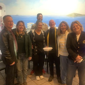 Anna's Greek Cuisine - Dinner with friends in front of wall mural - Greek Near Me - Dublin, Ohio