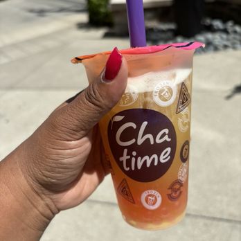Chatime - Peach green tea with strawberry popping boba - Bubble Tea Near Me - Nashville, Tennessee Chatime - Peach green tea with strawberry popping boba - Bubble Tea Near Me - Nashville, Tennessee