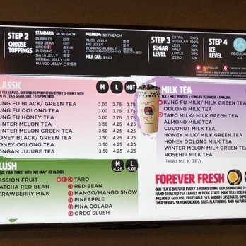 Kung Fu Tea - Drink menu lots of options - Bubble Tea Near Me - Hillsboro, Oregon Kung Fu Tea - Drink menu lots of options - Bubble Tea Near Me - Hillsboro, Oregon