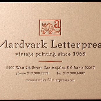 Aardvark Letterpress - Printing Services Near Me - Los Angeles, California Aardvark Letterpress - Printing Services Near Me - Los Angeles, California
