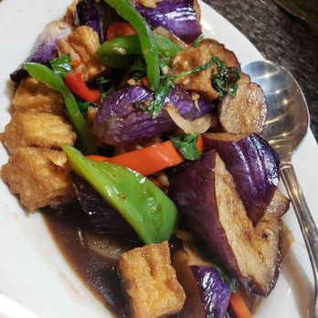 Angel Thai Cuisine - Spicy Eggplant w fried tofu - Thai Near Me - Riverside, California Angel Thai Cuisine - Spicy Eggplant w fried tofu - Thai Near Me - Riverside, California