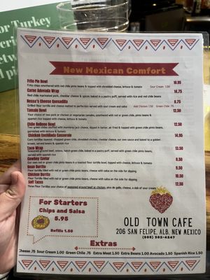 Menu photo 1 Old Town Cafe Albuquerque, NM