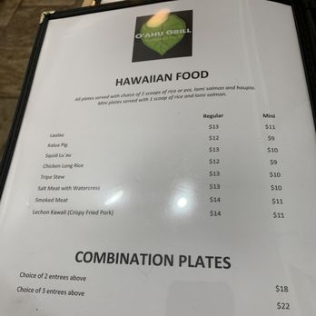 O'ahu Grill - Menu - Hawaiian Near Me - Honolulu, Hawaii O'ahu Grill - Menu - Hawaiian Near Me - Honolulu, Hawaii