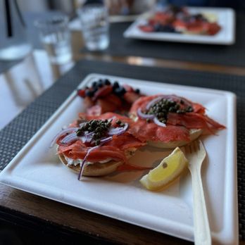 Saltwater Cafe - Bagel with lox and cream cheese - New American Near Me - Point Roberts, Washington