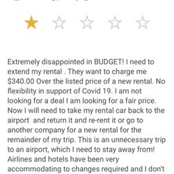 Budget Car Rental - Review posted to Budget site