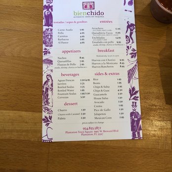 Bien Chido - Menu - Mexican Near Me - Plantation, Florida
